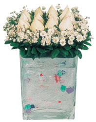  İstanbul Taksim çiçek satışı  7 adet beyaz gül cam yada mika vazo tanzim