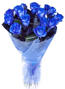 12 adet mavi gül buketi  İstanbul Taksim 14 şubat sevgililer günü çiçek 