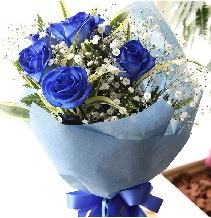 5 adet mavi gülden buket çiçeği  İstanbul Taksim çiçek gönderme sitemiz güvenlidir 