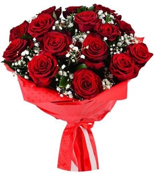Kız isteme çiçeği buketi 17 adet kırmızı gül  İstanbul Taksim İnternetten çiçek siparişi 