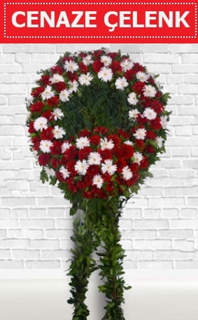 Kırmızı Beyaz Çelenk Cenaze çiçeği  İstanbul Taksim güvenli kaliteli hızlı çiçek 
