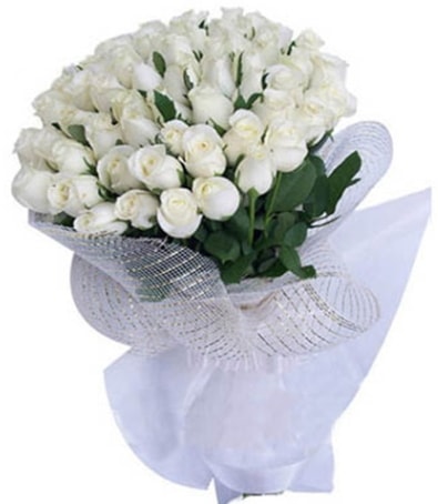 41 adet beyaz gülden kız isteme buketi  İstanbul Taksim çiçek , çiçekçi , çiçekçilik 